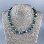 Chrysocolla and Azurite Necklace with Smooth Beads, 8mm Diameter, 48cm Length