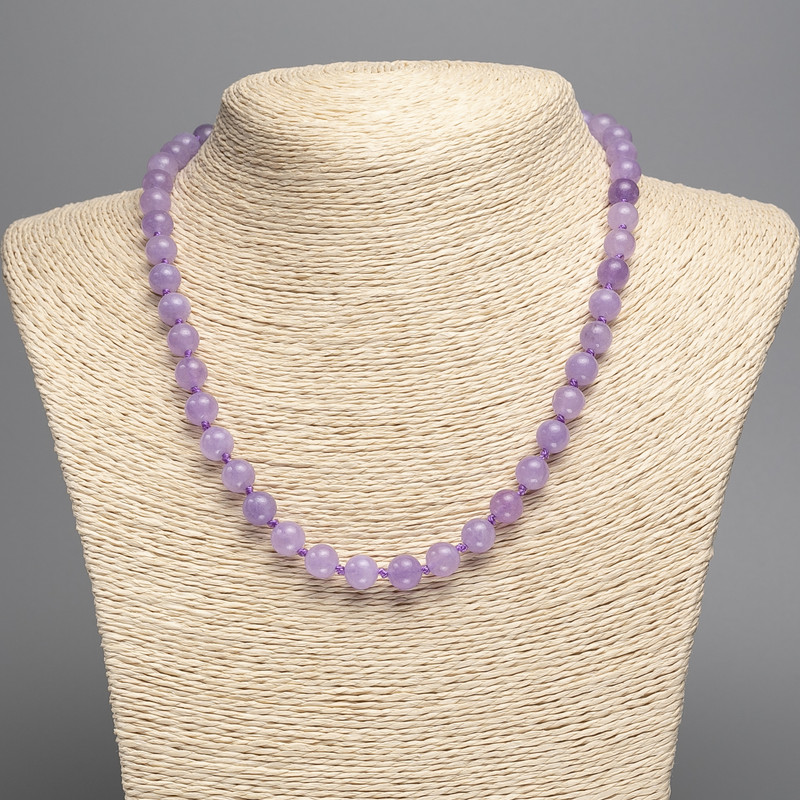 Amethyst Necklace (synthetic tinted quartz) smooth bead, 8 mm diameter, 50 cm length