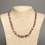 Necklace with natural rubellite tourmaline, faceted, bead diameter 9x9 mm, length 50 cm