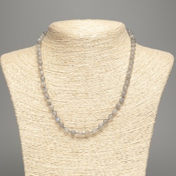 Labradorite natural stone necklace with a faceted bead, 6 mm diameter, 50 cm length +