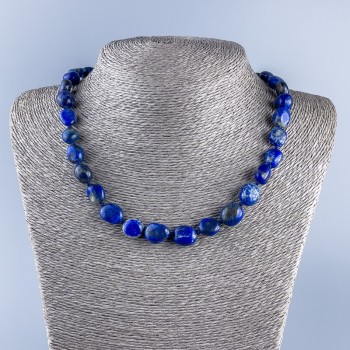 Necklace of natural lapis lazuli with faceting, bead diameter 9×8–9 mm, length 50 cm ±