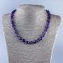 Faceted Natural Amethyst Necklace, Bead Size 10x7 mm, Length 48 cm ±