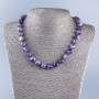 Natural Amethyst Necklace with Smooth Beads, 10mm Diameter, 48 cm Length