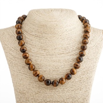 Tiger's Eye Bead Necklace, 12 cm diameter, with a clasp, 45 cm length