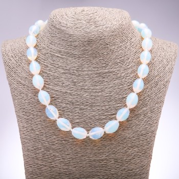 Moonstone Necklace (Synthetic), Bicone, 12x16 mm, 46 cm long