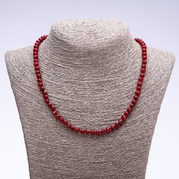 Necklace made of synthetic tourmaline in dark maroon, faceted rondelle beads, 6x4 mm diameter, 50 cm long