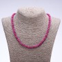 Necklace with synthetic dark pink tourmaline, faceted rondelles, 6x4 mm, 50 cm long