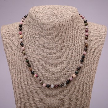 Natural gemstone Tourmaline necklace with smooth beads, diameter 6(±)mm, length 45 cm