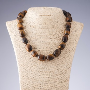 Tiger's Eye Necklace, Polished Oval 15x20 mm (+-), Length 48 cm