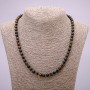 Hawk's Eye Stone Necklace, smooth beads, 6mm diameter, 48cm length