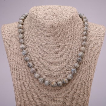 Labradorite Necklace with Natural Stone — Smooth Beads, 10 mm Diameter, 45 cm Length