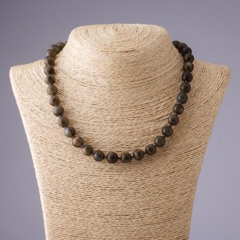 Labradorite Necklace with Smooth Beads, 10 mm Diameter, 48 cm Length