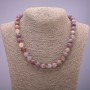 Natural stone necklace with Pink Tourmaline, smooth bead, diameter 10(±)mm, length 45 cm