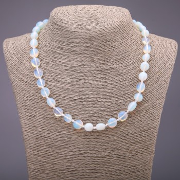 Moonstone Opalite (Synthetic) Faceted Necklace, 8×12 mm, 46 cm length
