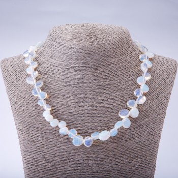 Moonstone Necklace (synthetic) Faceted 'Butterfly', diameter 6–10 mm, length 45 cm