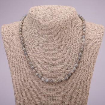 Natural Labradorite Necklace with Smooth Beads, 6 mm Diameter, 45 cm Length