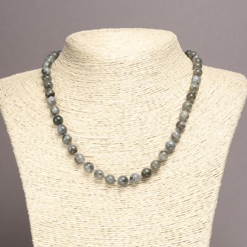 Natural Labradorite Necklace with smooth beads, 8–8.5 mm diameter, 47 cm long