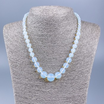 Moonstone Necklace (Synthetic) Graduated Faceted Beads, 6–14 mm Diameter, 48 cm Long