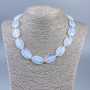 Moonstone Necklace (Synthetic) - Oval Beads, 25×16×5.5 mm, 46 cm long