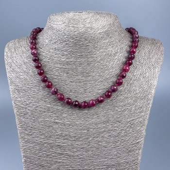 Tourmaline Necklace with Natural Gemstone, Faceted Beads 8 mm Diameter, 46 cm Length