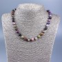 Natural tourmaline gemstone necklace — smooth beads, 8 mm diameter, length 50 cm ±