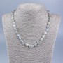 Natural Labradorite Faceted Beaded Necklace, 7–10 mm beads, 50 cm length