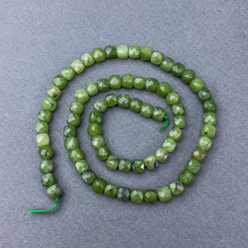 Canadian Jadeite Beads, Natural Stone, Faceted Cube on Thread, Diameter 9×9 mm ±, Length 38 cm ±