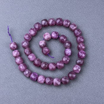 Tourmaline Beads, Natural Stone, Faceted Cube, on Thread, Diameter 9x9 mm, Length 38 cm