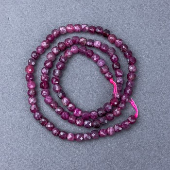 Tourmaline beads, natural stone, faceted cubes on a thread, diameter approximately 4×4 mm, length approximately 39 cm