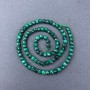 Malachite beads, natural stone, faceted cube on a strand, diameter 4x4 mm, length 39 cm
