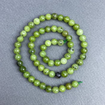 Canadian Jadeite Beads - Natural Stone, Faceted Beads, 6 mm Diameter ±, 38 cm Length