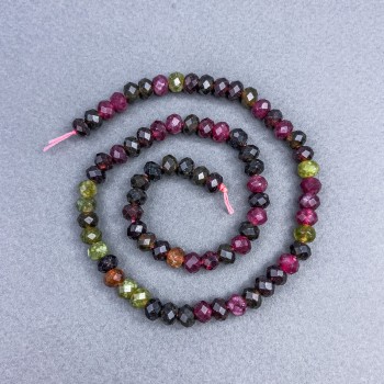 Tourmaline Beads, Natural Stone, Faceted Rondelle, Diameter 6×4.5 mm ± on a thread, Length 36 cm+
