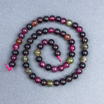 Tourmaline Beads, Natural Stone, Smooth Round Beads, Diameter 6.5 mm +/- on Thread, Length 38 cm+