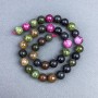Natural tourmaline beads, smooth round spheres, diameter 10.5 mm ± on cord, length 37 cm+