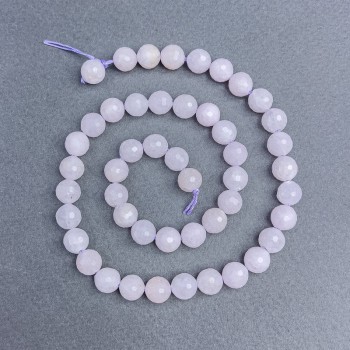 White Quartz Beads - Natural Stone Faceted Bead, 8 mm Diameter ± on Thread, Length 38 cm+