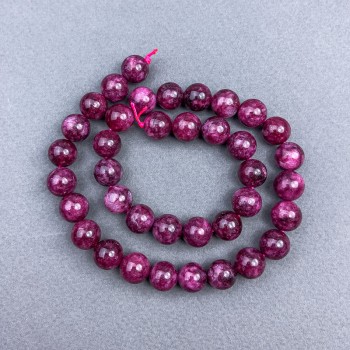 Tourmaline Rubellite Beads, Natural Stone, Smooth Round Beads, 10 mm Diameter ±, On Thread, Length 38 cm+