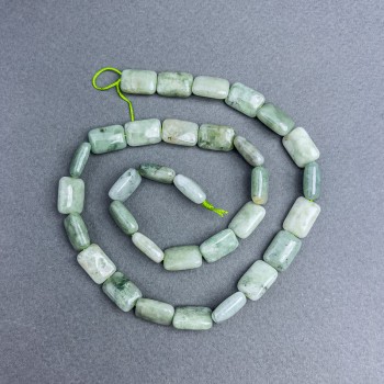 Rectangular Jadeite Beads, Burmese Natural Stone, 12×8 mm, on thread, length 39 cm+