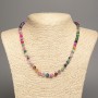 Multicolor agate necklace with smooth round beads, 6mm diameter, 47 cm length +