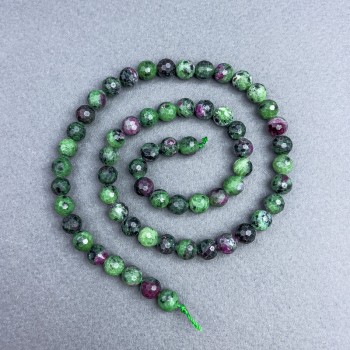 Zoisite beads natural stone faceted round beads, diameter 6.5 mm ± on thread, length 39 cm+