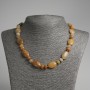 Necklace of yellow agate, natural stone — flat oval beads, 13×18 mm, rondelle beads 9×5 mm, length 45 cm ±