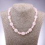 Necklace of natural pink quartz, flat oval beads, 13x18 mm; rondelle beads 9x6 mm; length 45 cm