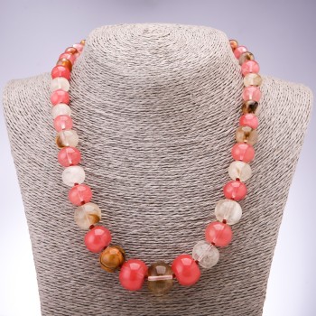 Natural chalcedony rondelle bead necklace in graduated sizes, diameters 10x6 mm to 19x14 mm, length 45 cm