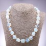 Moonstone Necklace (Synthetic) with Polygonal Faceted Beads, 13x15 mm Diameter, 50 cm Length