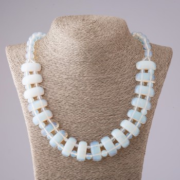Cleopatra Moonstone Necklace, link 12×25 mm and bead 10 mm, length 50 cm