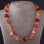 Necklace Hexagonal Carnelian Stone 'Czech Crystal' L48 cm, diameter 13 mm