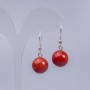 Earrings Red Jasper (artificial) Smooth Bead, 14 mm diameter, 3 cm length