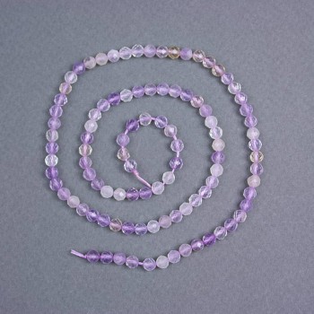 Amethyst Beads, Natural Stone, Faceted Round Beads, Diameter approx. 4 mm, On Thread, Length 39 cm