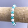 Jadeite and White Agate Bracelet (acrylic), 8mm Smooth Beads on Elastic, Length 18 cm+