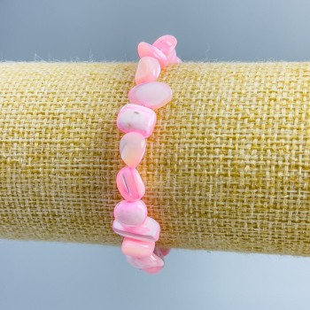 Bracelet Pearlescent White-Pink Faceted Bead, diameter 8x6 mm, length 18 cm (stretch)