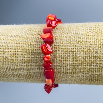 Red mother-of-pearl bracelet, faceted, 8×6 mm bead diameter, 18 cm length (stretch)